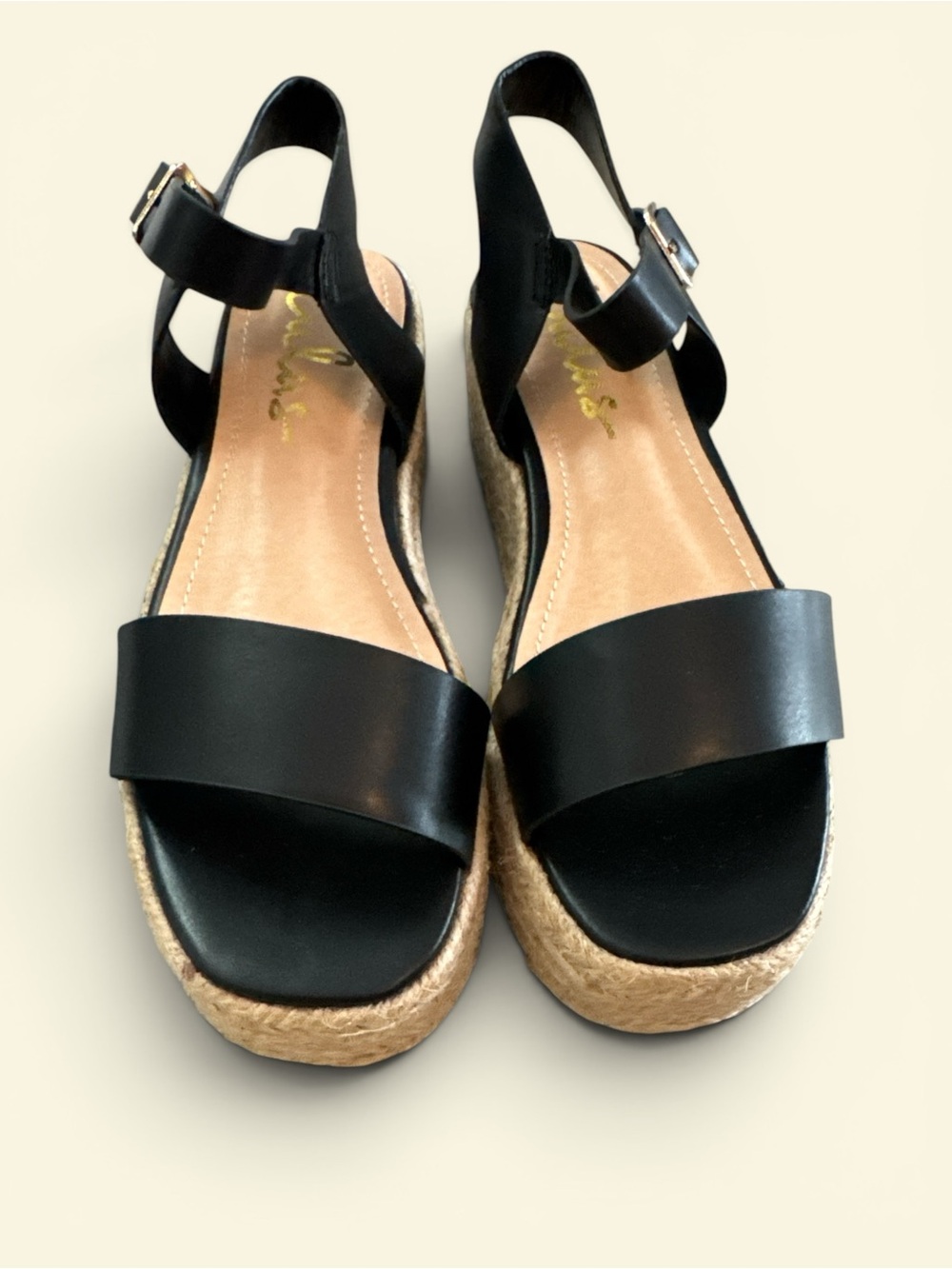 Lulus Corsa Black Espadrille Platform Sandals Size 5.5 New In Box